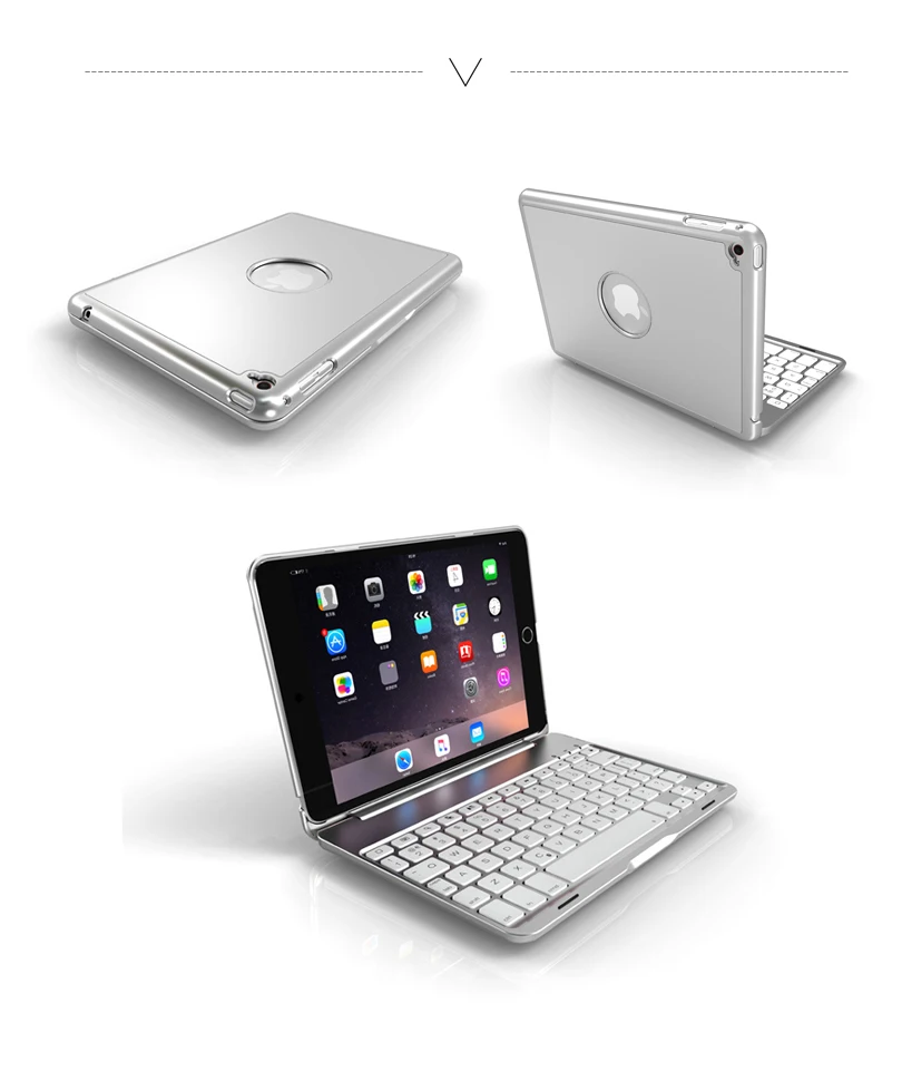 Witsp@ d роскошный чехол с Bluetooth клавиатурой для iPad Mini() и iPad mini 4, 7 цветов светодиодный чехол с подсветкой/алюминиевый беспроводной Чехол