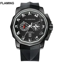 FLAMING Hero Series Classical 4 Models ADMIRAL S CUP Miyota Chronograph Watches Men Super Black Wristwatches