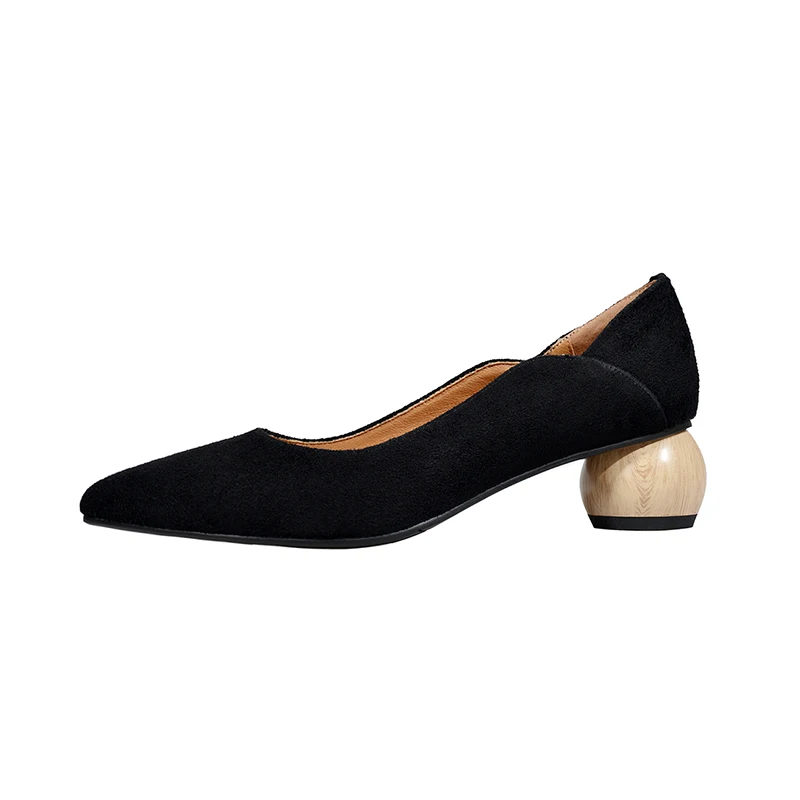 ISNOM/Необычные деревянные туфли-лодочки на каблуке; женская обувь с ...