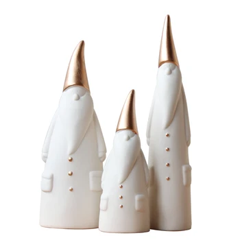 

3PCS/set Nordic Style Ceramic Art Crafts Ornaments Santa Claus Modern Brief Home Decor Furnishings Christmas Decoration Gift