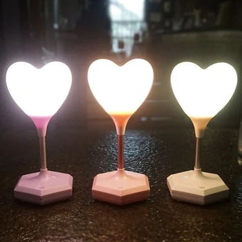 

Creative Silicone LED Heart-shaped Night Light Bedroom Touch Remote Control USB Charging Bedside Lamp for Children Kids Gift