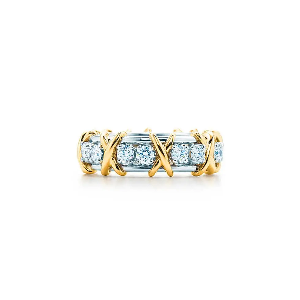 

SHINETUNG 1:1 S925 Sterling Silver Ring Gold Color Sixteen Stone Ring Women Trendy High-End Jewelry Free Shipping