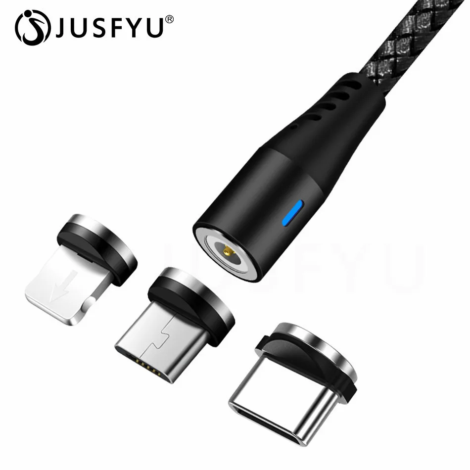 

JUSFYU Magnetic Cable Micro USB Type C 2.1A Fast Charger Charging For iPhone X XR 8 Xiaomi Huawei for Apple Android Phone 1m 2m