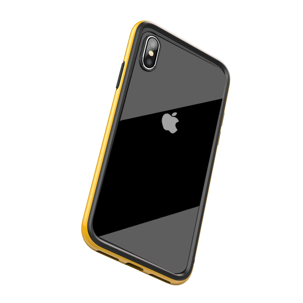 Тонкий чехол Joyroom из ТПУ с рамкой для iPhone X 10 5,", прозрачный ПК и мягкий, силиконовый, гибкий чехол-бампер для iPhone X - Цвет: yellow