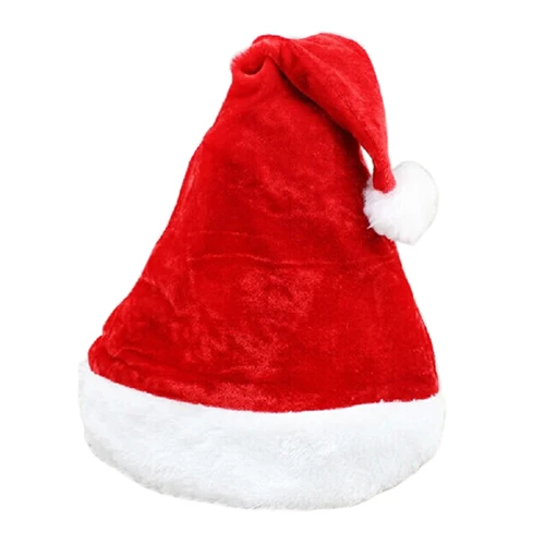 

Hot sales Father Christmas Hat Xmas Party Costume Santa Claus Adult Headgear Plush Cap Red Santa Christmas Hat Christmas Bonnet