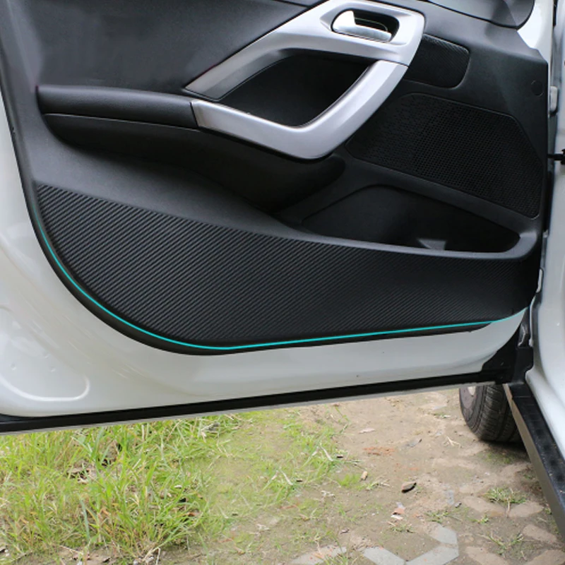  Car Burning Carbon Fiber Vinyl Inner Door Protection Film Sticker Case for Peugeot 2008 2014 2015 2