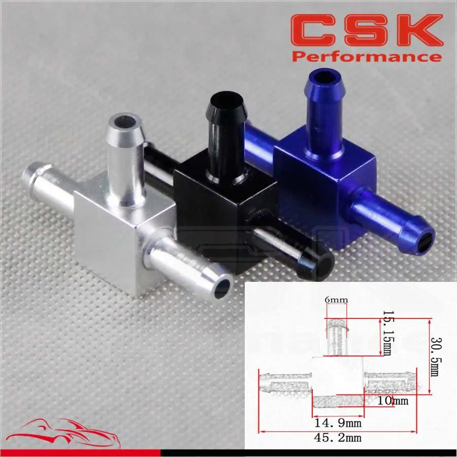 

4pcs Aluminum 3 Way T Tubing Tee Vacuum Connector water air pipe Joiner Silver / black / blue