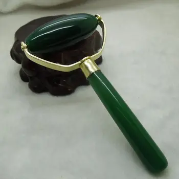 

HIMABM 1 Pcs Natural green agate facial roller anti wrinkle beauty bar stick body massage face slimming wheel body massage