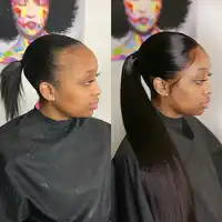 Allrun Brazilian Hair Ponytail Clips-in Human Hair Extensions 12-22 inches non Remy Horsetail Natural Straight Puffy Human Hair