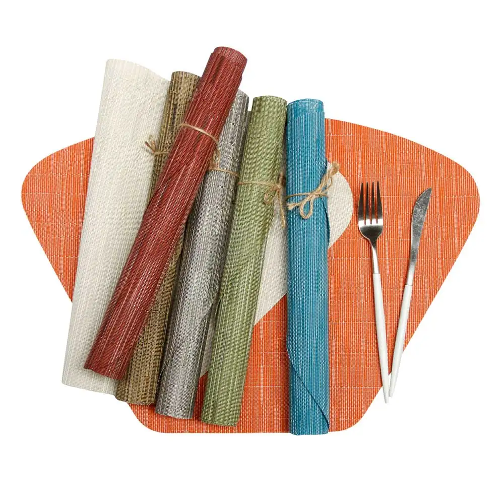 

Customizable Eco-Friend Restaurant Kitchen Plate Pad Textilene Sector Polyester Table Mat Placemat for Dining Table PVC