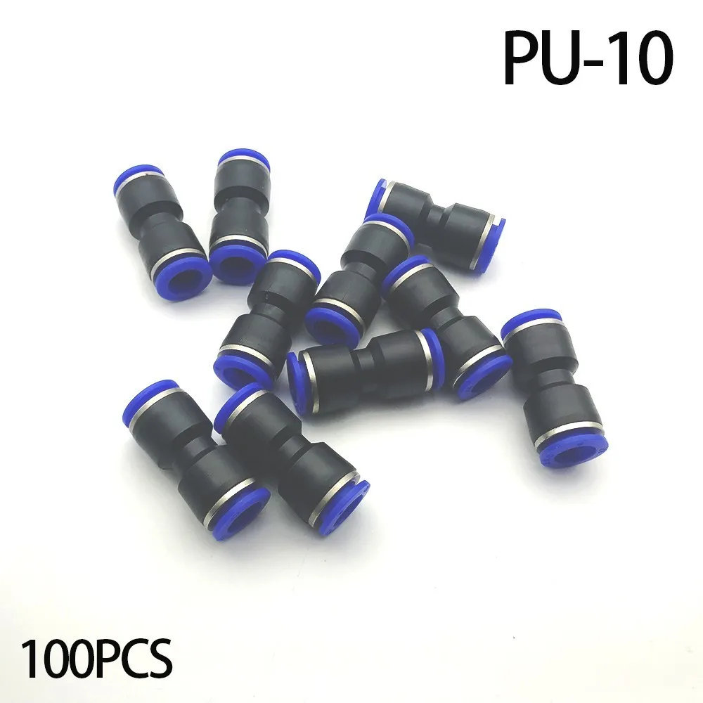 100pcs/lot One touch push pipe fittings PU 10 pneumatic joint drives