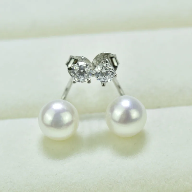 

ZHBORUINI 2018 Fashion Pearl Earrings Pearl Jewelry Zircon Stud Earrings Freshwater Pearl 925 Silver Jewelry For Women Wholesale