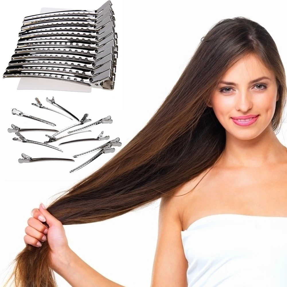 

12Pcs Stainless steel Double-hinged Design Hairpin Clip Mouth Salon Hair Tools Accessories Hair Care Styling 9cm/10cm GUB#