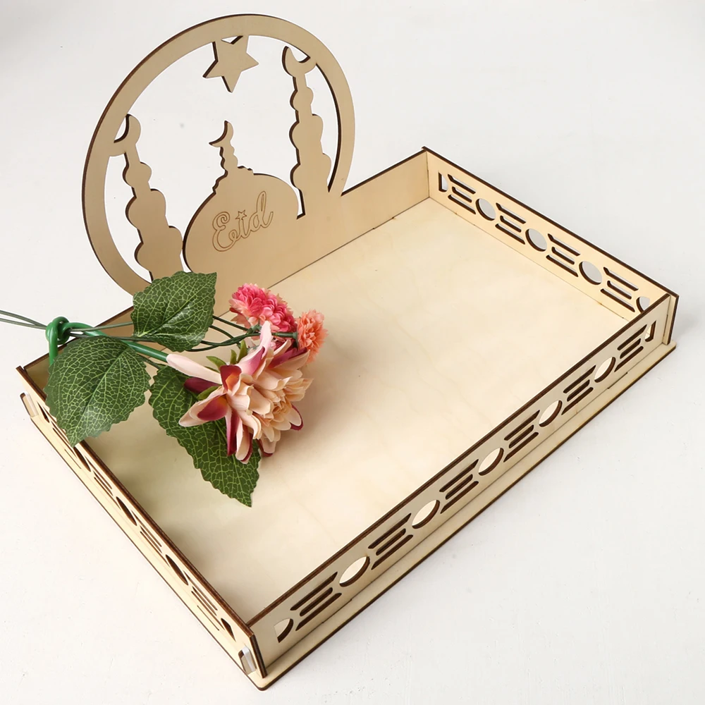

Wooden Hanging Board Pendant Muslim Islam Gifts Decoration Eid Ramadan Mubarak Decor Iftar Food Plate Dessert Tray DIY Ornaments