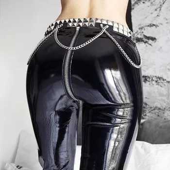 

2019 Spring New Pu Leather Pants Women's Casual Streetwear Zipper Pencil Pants Black Tight Long Trousers Female Pantalon Femme