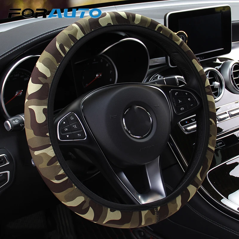 

Car Styling SBR Lycra Steering Cover DIY Car Steering-wheel Cover Interior Accessories Camouflage Anti-slip Fit For Most Cars