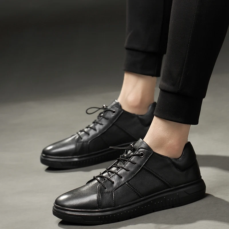 38 Couro Homens Masculino on Slip Tamanho Homem Sapatos Respirável Black Casuais Para Vaca Moda Genuína Da Preta Sapato Mocassins 44 Plataforma De qfqHgxz