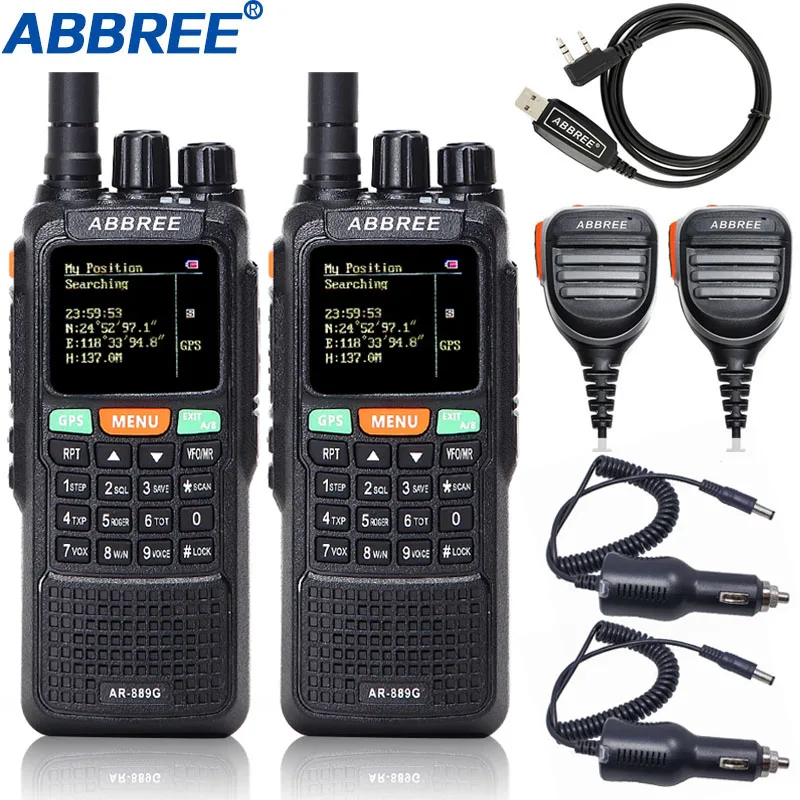 2 шт. ABBREE AR-889G gps 10 Вт портативная рация перекрестный репитер двухдиапазонный VHF UHF Ham CB портативный радиопередатчик