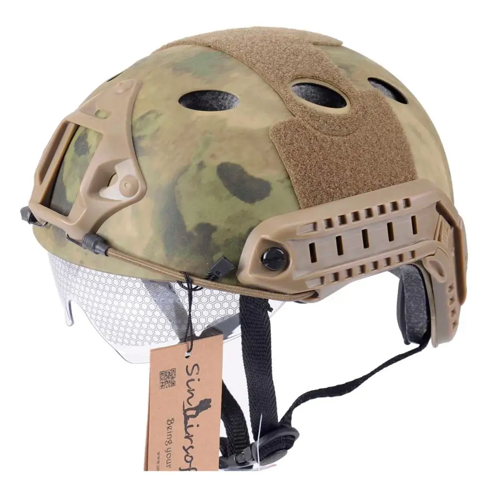 SINAIRSOFT военный страйкбол защитный Быстрый Шлем с защитными Goggle PJ Тип шлем прыжок Тактический шлем страйкбол - Цвет: AT FG