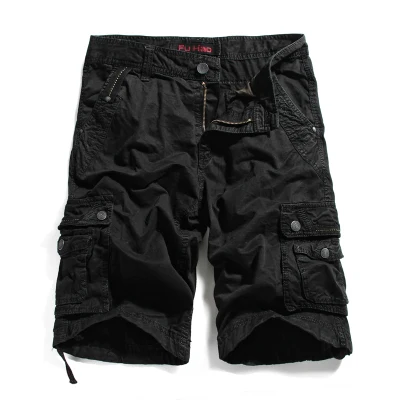 3XL летние мужские повседневные шорты свободного размера плюс рабочие капри 5 до колен мужская одежда большого размера - Цвет: Черный