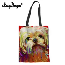 Noisydesigns, кавайная Холщовая Сумка с рисунком собаки, сумка для покупок, ручная сумка для женщин,, Повседневная Складная Сумочка, с принтом Shih Tzu, Borsa Donna