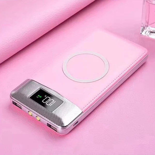 30000 мАч Внешний аккумулятор внешний аккумулятор встроенный беспроводной аккумулятор портативное QI Беспроводное зарядное устройство для iPhone 8 8plus XS - Цвет: Pink