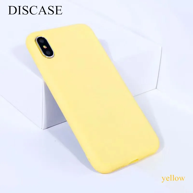 

DISCASE Simple Solid Color Phone Case For iphone X For iphone 8 7 6 6s plus Frosted TPU Cute Candy Solid Color Back Case Coque