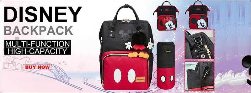 Disney Mummy Bag Women Multi-Function Nappy Baby USB Bottle Insulation Maternity Bag Large Capacity Diaper Backpack Red New