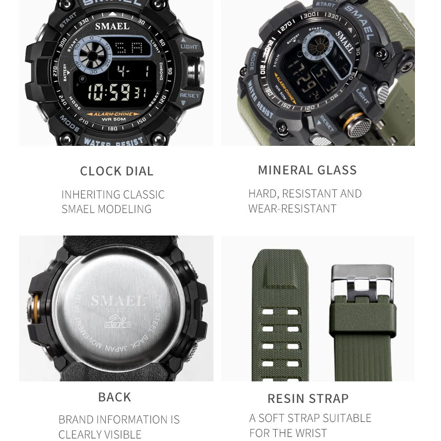 SMAEL Outdoor Sport Uhren für Männer Digitale Uhr männer Elektronische Military Uhr Männlich Große Zifferblatt Mode Uhr Relogio Masculino