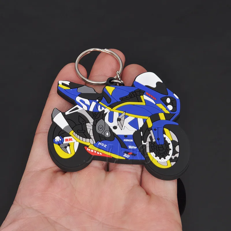 Модель мотоцикла резиновый брелок для ключей Yamaha Kawasaki Suzuki BMW Honda GSX R VR 46 аксессуары