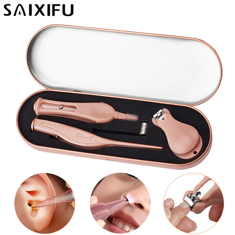 

New Portable 3PCS Rechargeable Children's Glowing Earbeats Ear Artifacts Digging Ears Ears Ears Tweezers Ears with Lights QT76