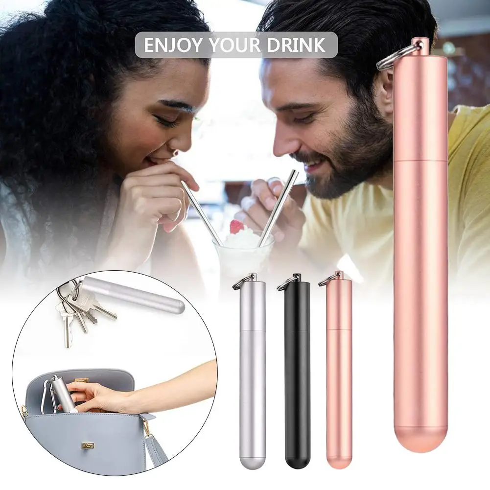 

Telescopic 304 Stainless Steel Folding Straws Food Grade Portable Straw
