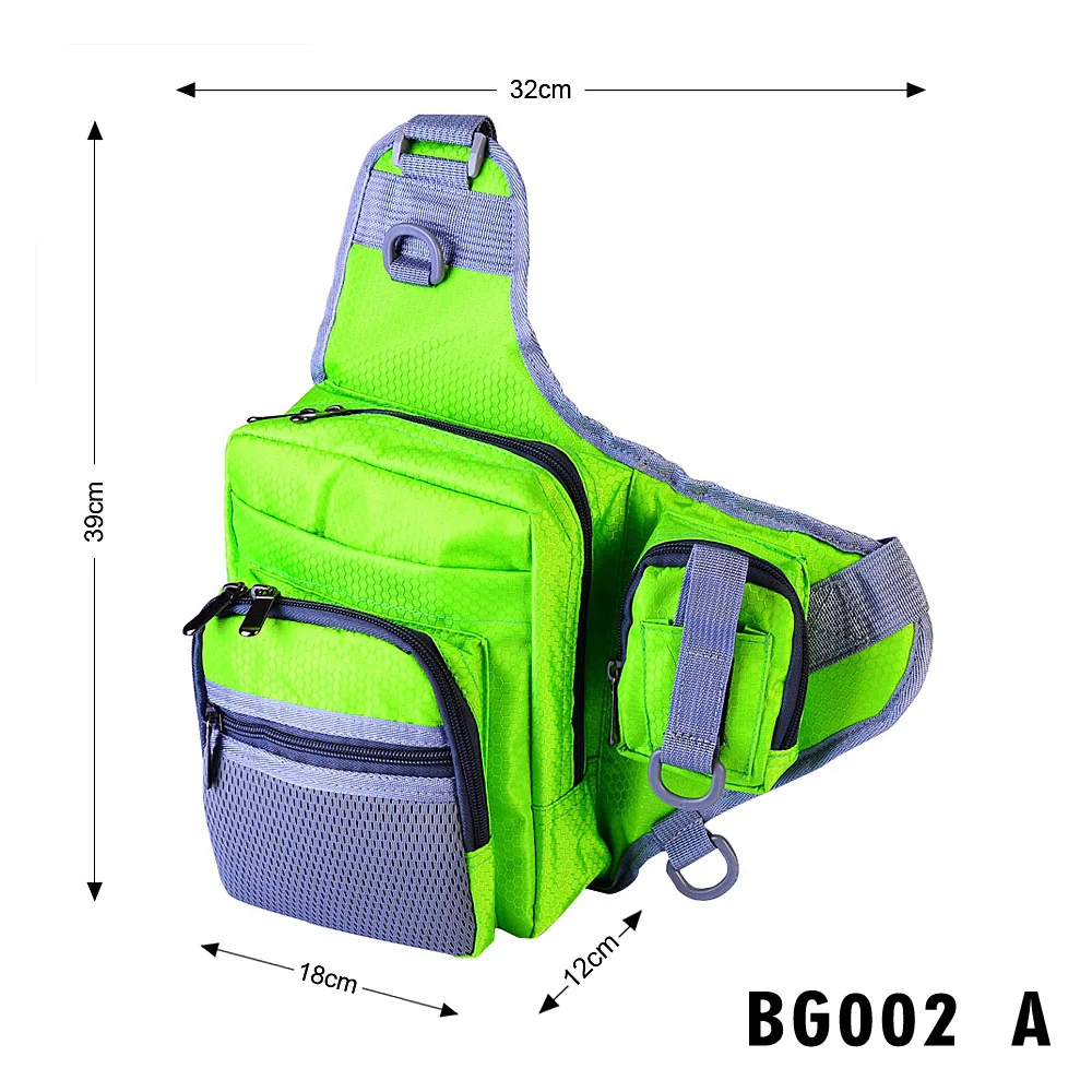 Fishing Bag Canvas Carp Fishing Reel Lure Tackle Bag Green/Orange 18*39*12CM Multifunction Waterproof Shoulder Gear