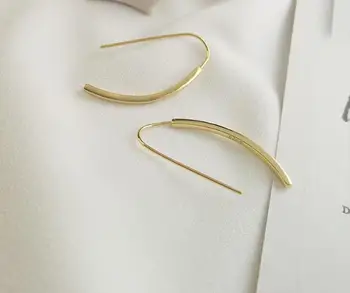 

18K Yellow Gold plated Minimalism 100% Authentic 925 Sterling silver Geometric Dangle Earrings Fine jEWELRY E132