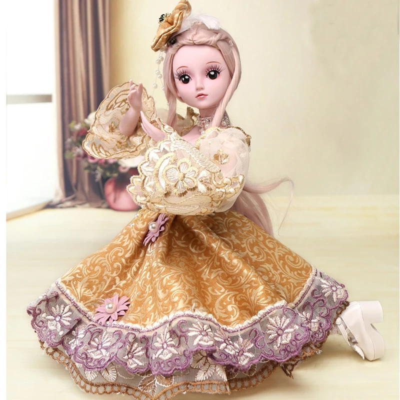 60cm Classic Princess Dolls Large Court Dress Fashion Girls 1/3 Bjd Doll 19 Jointed Girls Toys For Children Birthday Gift