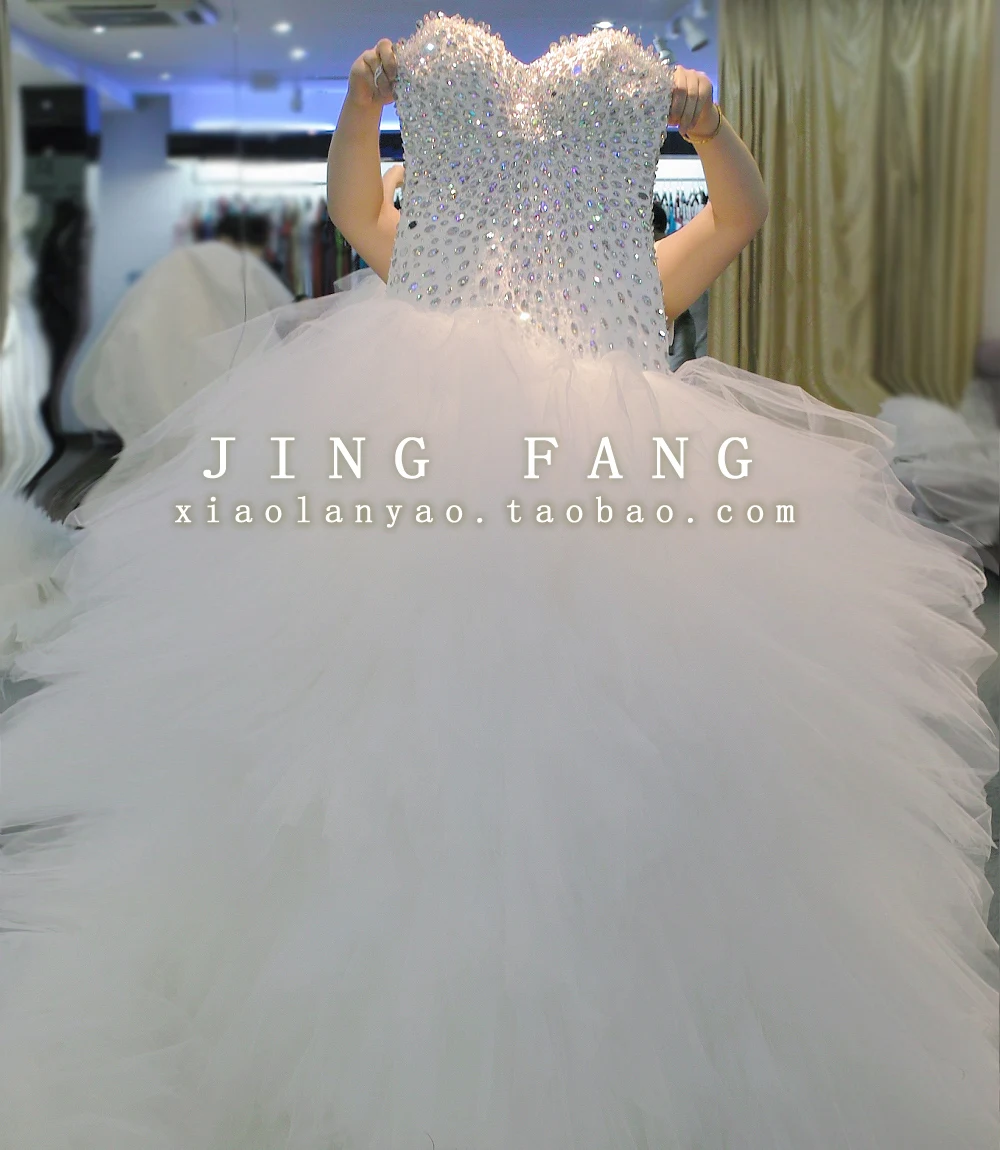 

free shipping casamento luxury crystal vestido de noiva 2014 new fashionable sexy sweetheart ball bridal gown wedding dress