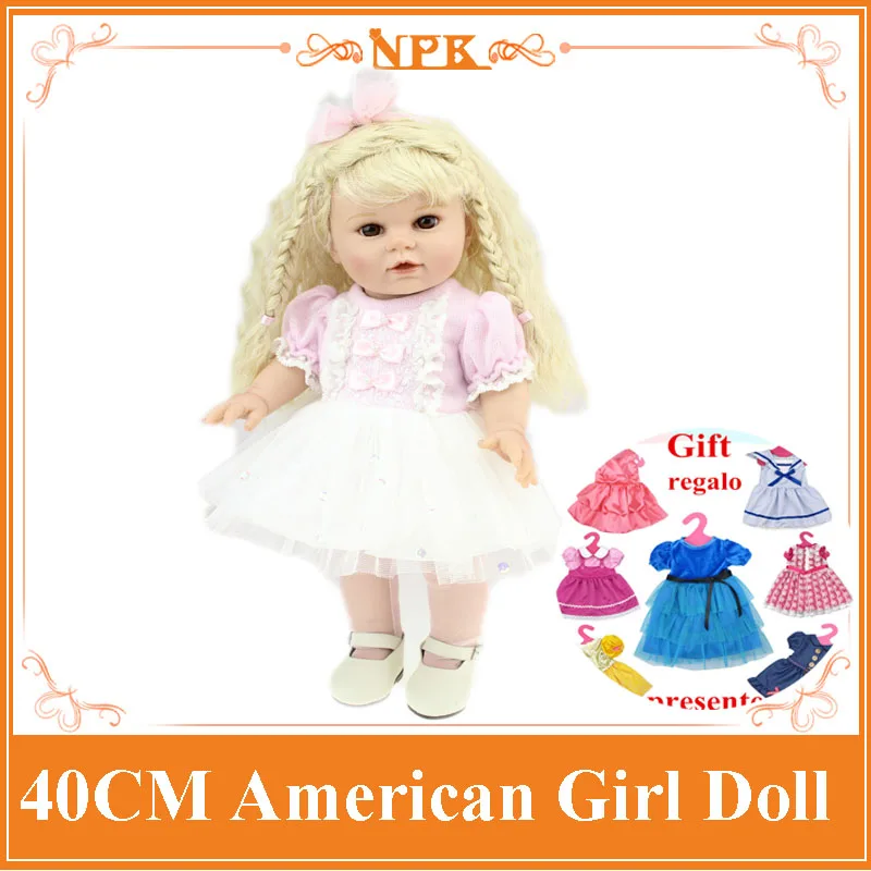 New 40CM American Girl Doll With Brown Long Curly Hair Lifelike Full Vinyl Silicone Bonecas Bebe Doll Toys As Girls Brinquedos full-silicone-baby : image New 40CM American Girl Doll With Brown Long Curly Hair Lifelike Full Vinyl Silicone Bonecas Bebe Doll Toys As Girls Brinquedos full-silicone-baby