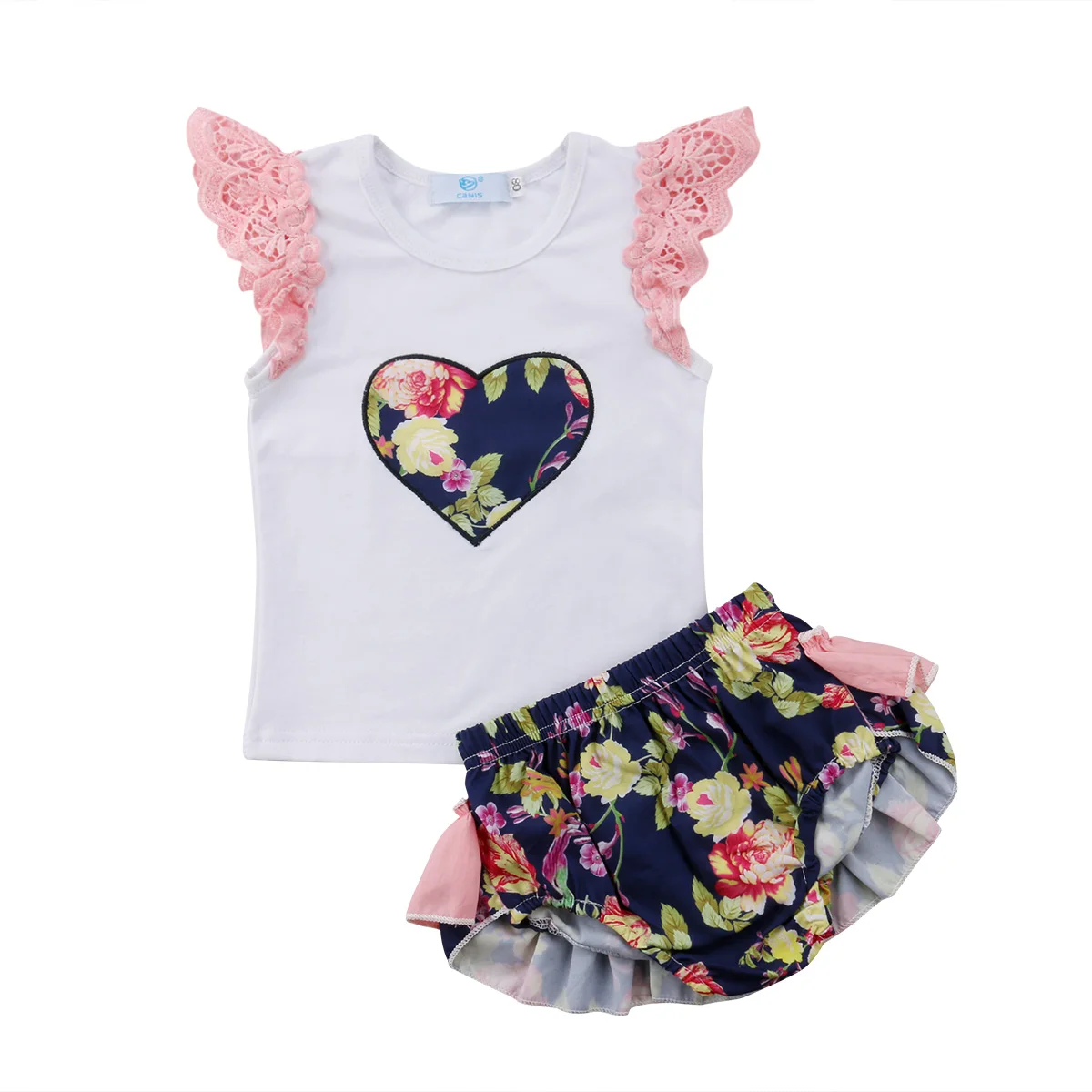 Toddler Kids Baby Girls Lace Tops T-shirt Floral Pants Outfits Clothes Set