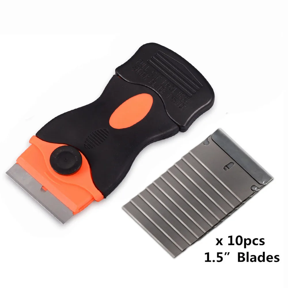 

FOSHIO Car Window Tint Cleaning Razor Scraper Knife+10pcs Metal Blade Car Sticker Wrap Film Glue Remover Vinyl Wrapping Squeegee