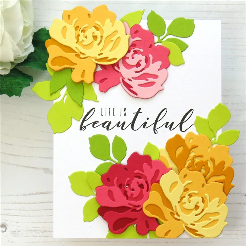 

Eastshape Fantasy Floral 3D Flower Clear Stamps and Metal Cutting Dies Scrapbooking for New Craft Dies Set Embossing Stencils
