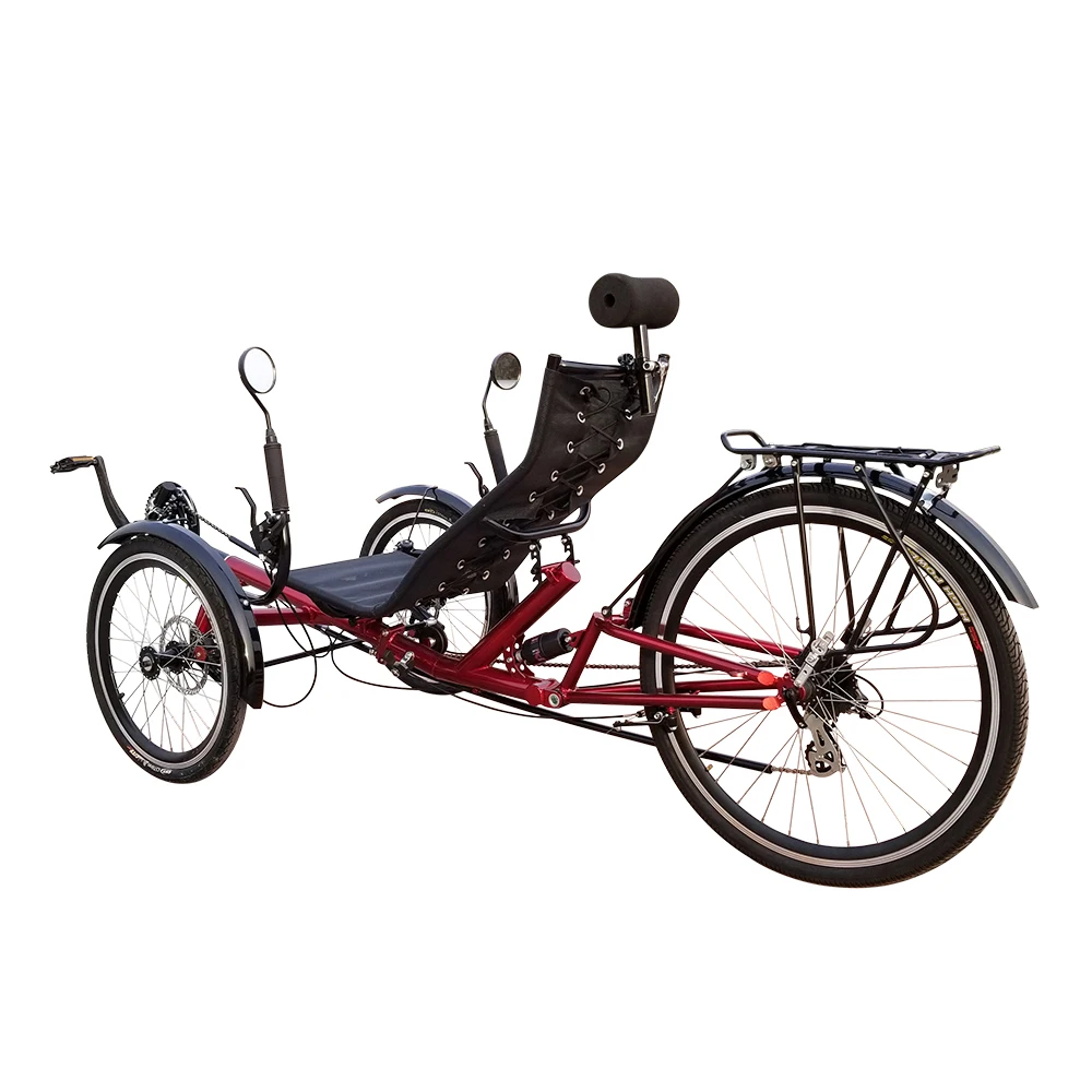 Perfect 24 Speed Adult Foldable Tricycle Three Wheel Suspension Recumbent Trike 3