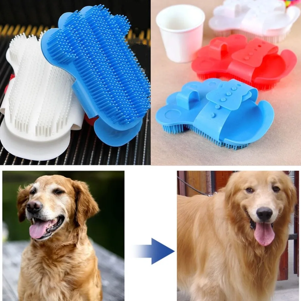 Портативная щетка для ванной в форме ладони, мягкая пластиковая щетка для собак, прочные рукавицы для душа, Массажная щетка, товары для собак