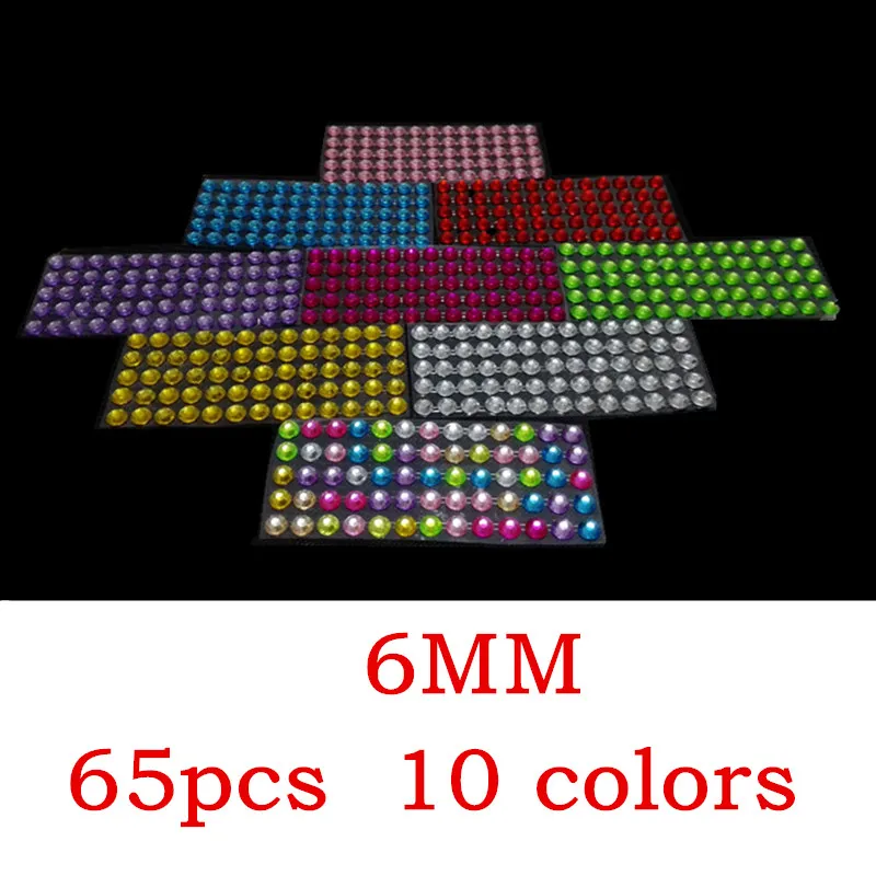 

Car Sticker 65 pcs /set Beauty 6mm Crystals Rhinestones Decor Styling Mobile/PC Art Diamond Self-Adhesive Stickers