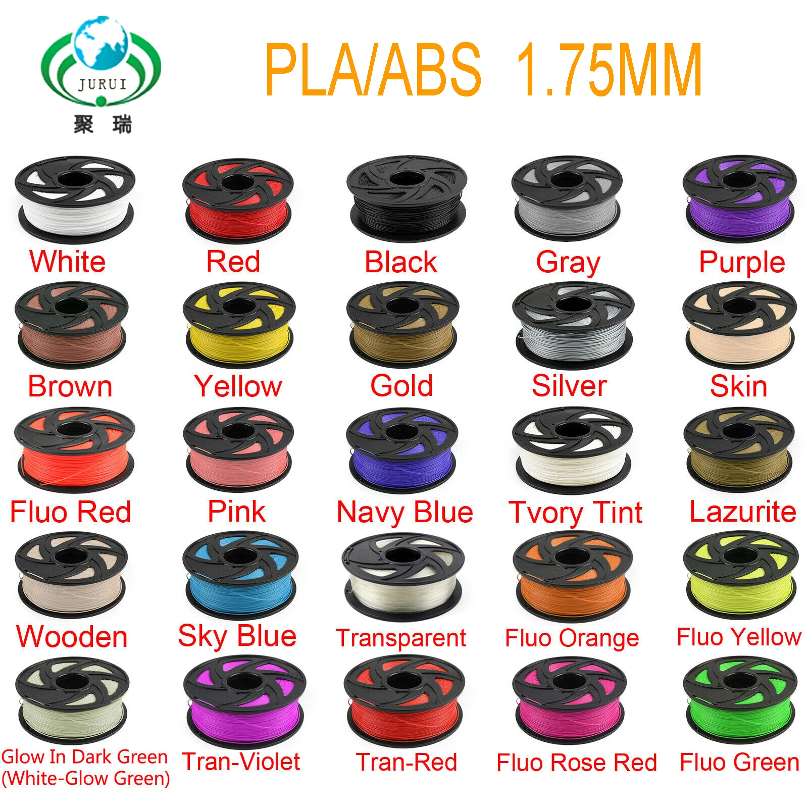 

3D Printer Filament 1.75 1kg PLA/ABS White Black plastic Rubber Consumables Material