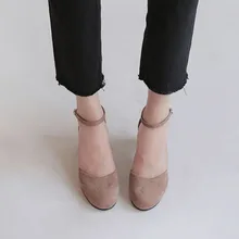 Корейская версия новой осенней обуви с круглым носком босоножки на высоком каблуке с одной пуговицей женская обувь с открытым носком