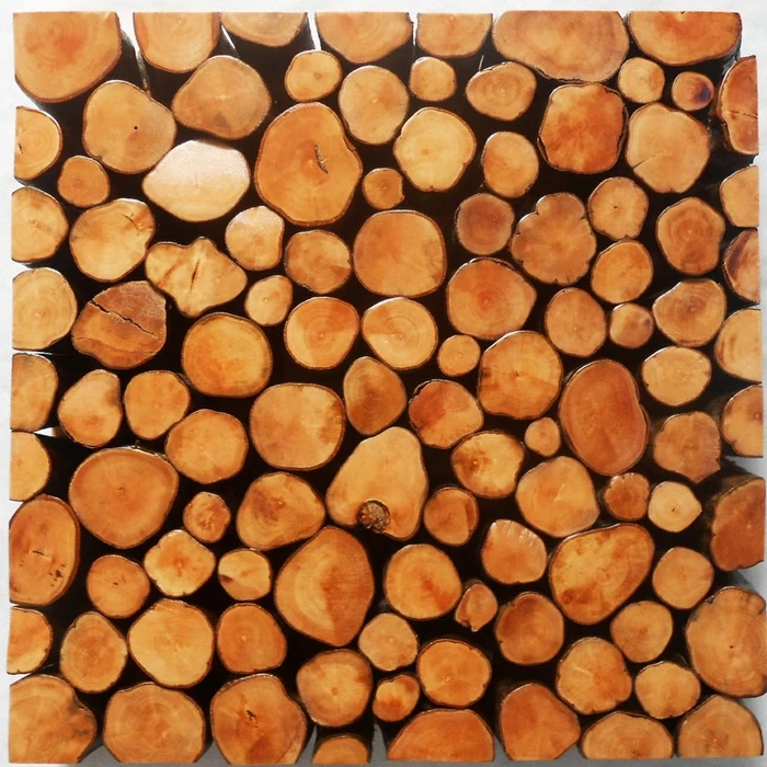 And Small Round Raw Log Wood Mosaic Rustic Backsplash And Small Round Raw Log Wood Mosaic