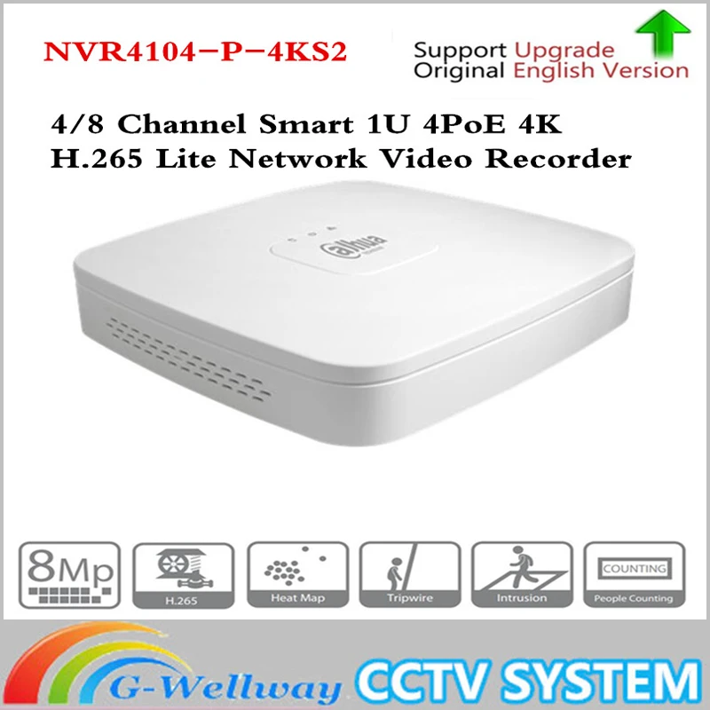 

Dahua 4K POE NVR NVR4104-P-4KS2 with 4ch PoE h.265 Video Recorder Support ONVIF 2.4 SDK CGI White POE NVR for ahua CCTV System
