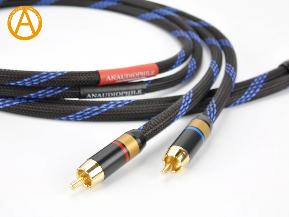 ANAUDIOPHILE RCA Audio Cable HiFi 4N OFC RCA Interconnect Audio Cable Male To Male For Preamp Amplifier Self-Locking RCA Plug