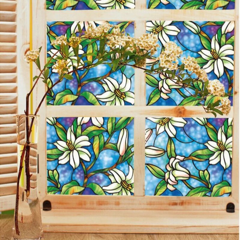

Liplasting 3D Self Adhesive Frosted Stained Sticker Glass Static PVC 100X45cm Window Film Home Privacy Wall Art Decor