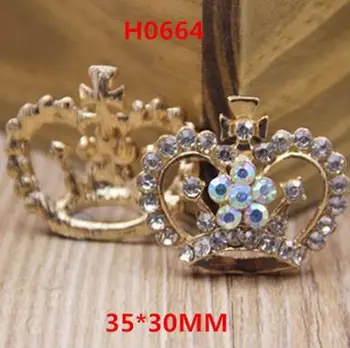 

50pcs flat back Diamond crown metal buttons rhinestone pearl button wedding embellishment garment DIY manual hair accessories